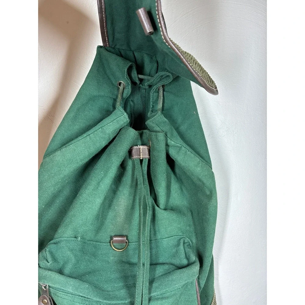 Vintage Mickey Disney Green Canvas Corduroy Backpack Embroidered 90s Y2K READ